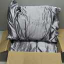 BHZ Grey Satin Goose Down Feather Pillows Queen Size Set of 2 with Satin Pillowcase for Hair and Skin, Cooling Pillow Cases Similar to Silk Pillow Cases, Decorative for Women, Mom Men