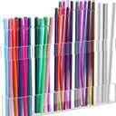 Acrylic Straw Holder for Cabinet Door - Reusable Tumbler Straw Organizer Storage, Small Kitchen Accessories Container, Ultra Sticky Cupboard Door Mounted (Transparent, Large 9.5" (Most Cabinets))