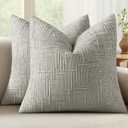 MIULEE Textured Throw Pillow Covers Thick Chenille Decorative Pillows Light Grey 20x20 Inch Set of 2 Modern Boho Farmhouse Home Decor Neutral Cushion Covers for Couch Sofa Living Room Bedroom