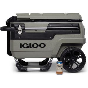 Igloo Trailmate Journey 70Qt Wheeled Cooler, Insulated Hard Shell Ice Chest (Olive Green)