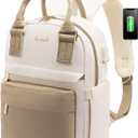 LOVEVOOK Mini Backpack for Women Stylish Waterproof Backpack Purse with USB Port, Cute Bookbag for College School Travel (11 Inch, Khaki & Beige)