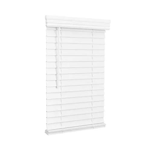 Lotus & Windoware Cordless, 2 Inch Faux Wood Blind, 41" Wide x 60" Long, Window Blinds, Blinds & Shades, Blinds for Indoor Windows, Embossed, Bright White