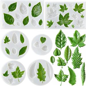 6Pcs Leaf Silicone Mold Cake Decoration Fondant Molds for Cupcake Topper Dessert Chocolate Silicone Maple Leaf Mold Clay Molds for Crafts Soap Resin Fern Leaves Mould for DIY Earrings Necklace