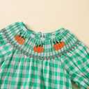 2 x Ayalinggo Halloween Baby Girl Outfits Newborn Pumpkin Plaid Short Sleeve Smocked Bubble Romper Cute Infant Christmas Clothes (Blue)