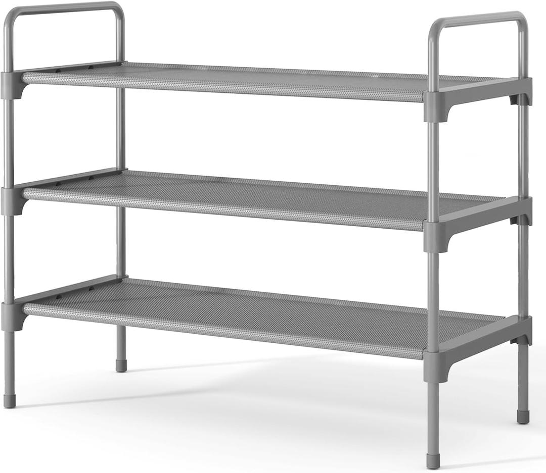 Kitsure Shoe Rack for Closet, Sturdy and Long-Lasting Shoe Shelf, Shoe Rack for Entryway, Personalized DIY Shoe Organizer, Shoe Rack Organizer for Space-Saving, 27.6" x 11.8" x 22.6", Grey (27.6" Wide - 3 Tier)