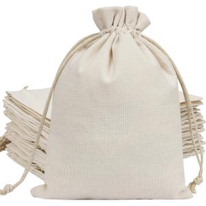 HRX Package 20pcs Cotton Canvas Bags 7x9 inches, Fabric Drawstring Gift Bags Pouches Sachet for Party Favors Craft DIY