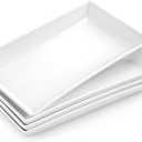 MALACASA Serving Platters Set of 4, Ceramic Serving Platters and Trays for Serving Food, Rectangular Serving Trays for Party, Large Serving Plates, Party Serving Trays and Platters - 12 Inch, White