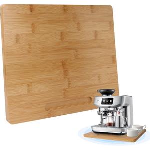 Bamboo Sliding Appliance Tray,Coffee Maker Slider Tray with Rubber Wheels, Countertop Pull Out Organizer for Coffee Machines,Air Fryers and Other (Natural, Medium-Wide(13W x 10.5L))