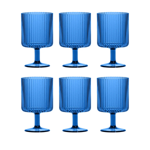 TarHong Mesa Premium Plastic Drinkware Stacking Beverage/Goblet, 15 Ounce, Cobalt Blue, Set of 6