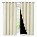 NICETOWN Cold Blocking Curtains, Bedroom Full Blackout Panels, Super Thick Insulated Window Covers, Complete Blackout Draperies with Black Liner for Short Window (Beige, Set of 2, 52 by 63-inch)