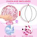 12 Pack Inflatable Beach Balls Bulk 16" Pink Glitters Pool Toys Balls for Pool, Beach, Summer Pool Party - Swimming Pool Game Water Beach Toys Kid Party Favor Decorations Summer Blow Up Beach Ball