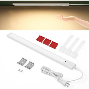 Under Cabinet Light 16 Inch Plug in 110VAC. Hand Wave Activated. 8W LED Light Bar. Bright but Dimmable. Light Color Adjustable. For Kitchen Under Cabinets, Counter, Over Sink Closet Workbench