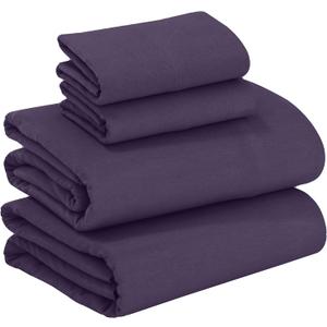 RUVANTI 100% Cotton Flannel Sheets Full Size - 4 Piece Warm, Soft & Breathable, Deep Pocket, Double Brushed Cozy All Season Bedding Set, Egg Plant