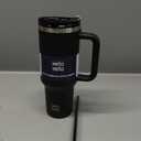WETOWETO 40oz Tumbler with Handle and Lid | 100% Leakproof Insulated Stainless Steel Travel Mug | Keeps Cold 34Hrs/Hot 10Hrs | Dishwasher Safe, Fits Car Cup Holder (Midnight Black Color)