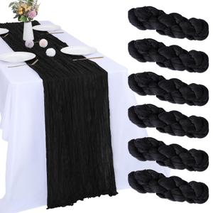 4 Pack Black Cheesecloth Table Runner 10FT Boho Gauze Cheese Cloth Table Runner 35 x 120 Inch Rustic Sheer Fabric for Wedding Decor Baby Shower Party Holiday Home Decoration