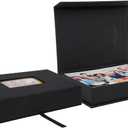 Linen Photo Storage Box, 5 x 7 Inch Memory Keepsake Organizer with Transparent Window, Stylish Photo Box for Storing Pictures, Keepsakes, Postcards, Scrapbooking Supplies, Black