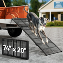 74'' L & 20'' W Longest Dog Ramp for Car - Extra Wide Lightweight Pet Dog Ramps for Large Dogs with Non-Slip Mesh, Outdoor Dog Ramp Up to 400LBS, Dog Steps Stair Get Into a Car SUV/Truck/RV/Bed
