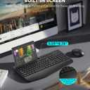 Wireless Keyboard and Mouse Combo - Full-Sized Ergonomic Keyboard with Wrist Rest, Phone Holder, Sleep Mode, 2.4G Quiet Keyboard for PC Laptop, Complete Work Setup for Office or Home -Trueque KM23