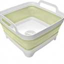 Collapsible Wash Basin 9L, Foldable Dish Tub with Drain Plug, Portable Collapsible Dish Basin, Camping Sink for Washing Dishes, Laundry & Kitchen Use (Green) (Green - Set of 1)