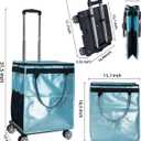 Reusable Grocery Bags on Wheels, Rolling Tote Bag, Portable Shopping Cart for Groceries with Wheels and Drawstring Bag, Trolley, 54L, Foldable, Starry Blue