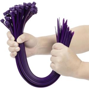 XINGO Purple 16 Inch Zip Ties Heavy Duty 100 Pack, 200 LBS Ultra Strong Plastic Wire Ties, Large Cable Ties Extra Long Tie Wraps, Indoor and Outdoor UV Resistant