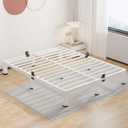 ROIL 7 Inch White Queen Bed Frame with Rounded Corner and Mattress Retainers, 3500LBS Heavy Duty Steel Slats No Box Spring Needed Platform Noise-Free Easy Assembly