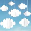 Ayfjovs 10 PCS 3D Cloud Decorations - White Hanging Clouds for Ceiling, Party Decorations, Ornaments, Wedding, Nursery, Children Room, Baby Baptism Party