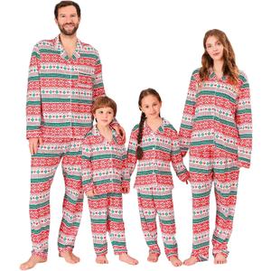 ANGELGGH Family Christmas PJs Matching Sets Long Sleeve Festival Party Pajamas Holiday Warm Sleepwear Couples Button Loungewear (Heart Snowflake, 4-5)
