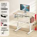 SHW 40-Inch Electric Height Adjustable Standing Desk with Drawer, Memory Preset and Cable Management Tray, Maple