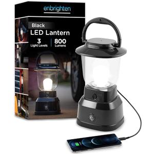 Enbrighten LED Large Camping Lantern, Battery Powered, USB Charging, 800 Lumens, 200 Hour Runtime, Carabiner Handle, Hiking Gear, Emergency Light, Blackout, Storm, Hurricane