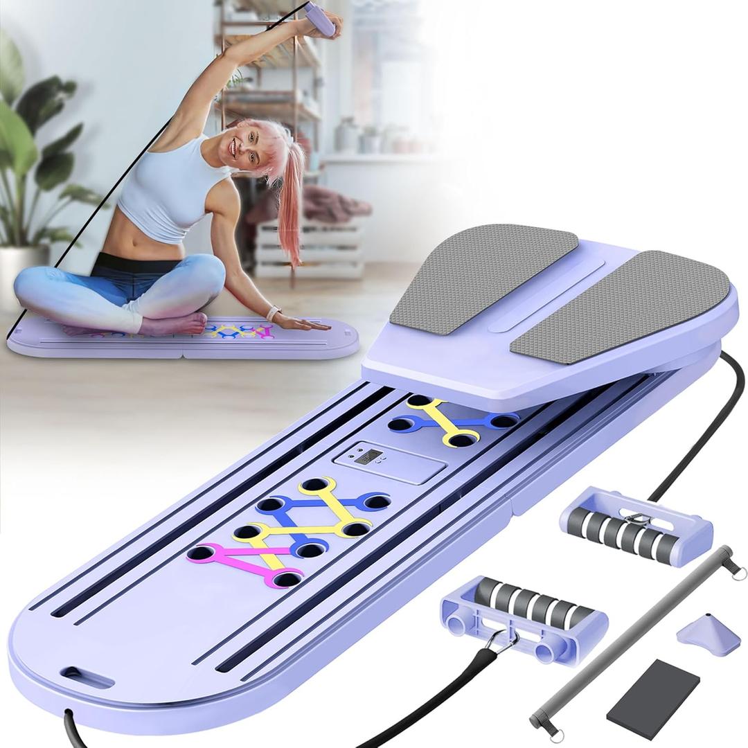 Pilates Board Pilates Reformer Set,15-in-1Pilates Board for Home Workout, Pilates Reformer Set for Core, Balance and Strength Training, Pilates Board for Women and Beginners
