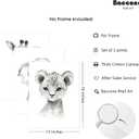 2 x Safari Nursery Wall Art Decor Baby Animal Canvas Wall Art Baby Room Nursery Pictures Kids Artwork Safari Jungle Animal Prints Giraffe Elephant Tiger Painting Set of 3 for Bedroom 12x16 Inch Unframed