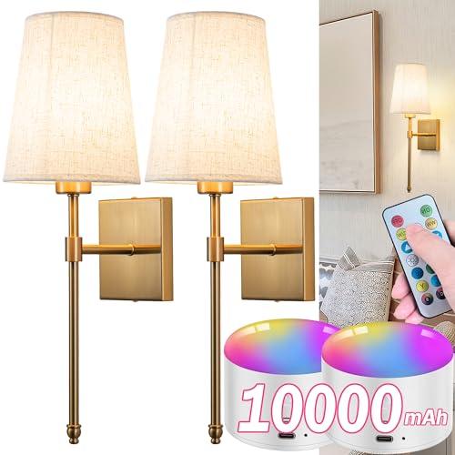 Battery Operated Wall Sconce Light , Battery Operated Sconces Wall Lighting Indoor Wireless Wall Sconce With Remote Control, Dimmable Battery Wall Lamp With 3CCT Bulb For Bedroom Living Room