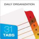 Oxford 1-31 Tab Dividers for 3 Ring Binders, Numbered Tab Dividers, Multicolor Numbered Binder Dividers, 3 Sets (89402)