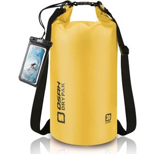 Waterproof Dry Bag, 5L/10L/20L/30L/40L Roll Top Lightweight Storage Backpack with Phone Case for Women & Men, Floating Waterproof Sack for Travel, Swimming, Kayaking, Paddle Board, Camping & Beach (Yellow)
