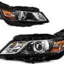 AUTOSAVER88 Projector Headlights Assembly Compatible with 2014-2020 Chevy Impala Factory Halogen Headlamp with bulbs Black Housing Amber Reflector Clear Lens Driver & Passenger Side