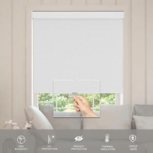 Blackout Roller Shades Blinds for Windows, Free-Stop Cordless Roller Shades with Valance, Thermal Insulated Fabric Window Blinds UV Protection for Home, Bedroom, White, 34" W x 72" H