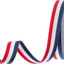 PATIKIL 6/8" Red White Navy Striped Grosgrain Ribbon, 25 Yard Polyester Fabric Stripe Craft Ribbon Double Faced Design for Bow Gift Wrapping DIY Making Garment Christmas Decorations