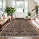 4x6 Washable Rug Rust Reddish Brown Area Rug for Entryway Soft Non-Slip Indoor Door Rugs Distressed Floral Low-Pile Doormat, Neutral Vintage Carpet for Entrance Kitchen Bedside Farmhouse