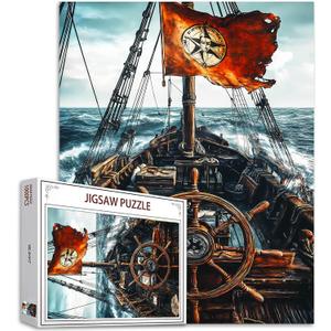 Captain Ship Jigsaw Puzzle 1000 Pieces Ocean Voyage Puzzle for Adults Easy Family Puzzle DIY Craft Puzzles Stress Relief Game Nights Art Home Wall Decor Unique Gift 20x27 Inches