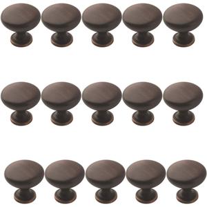 Litepak Cabinet Knob Mushroom Kitchen Furniture Handle Cupboard Door Pull 1.18", 30mm w/Screws (15-Pack, Oil Rubbed Bronze)