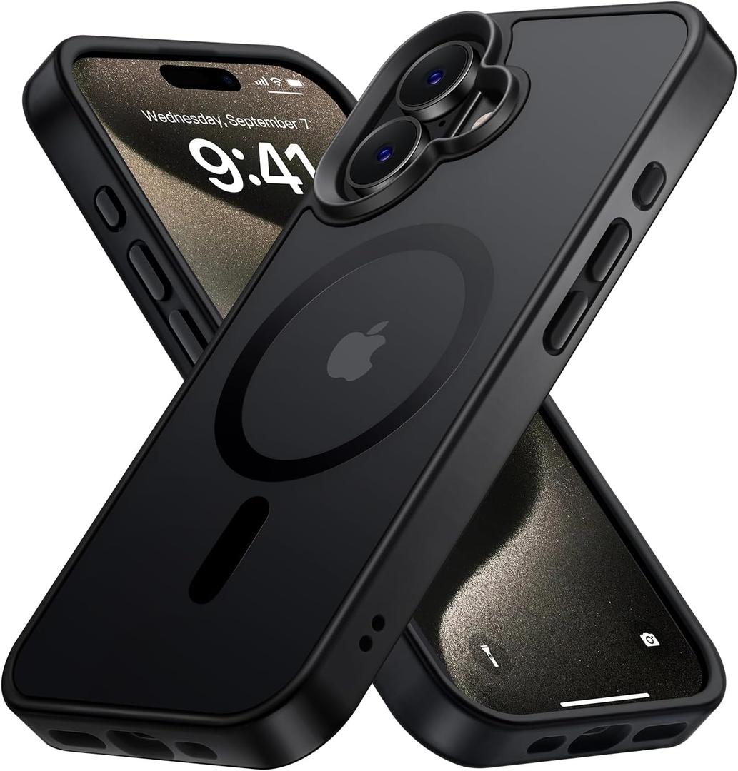 Magnetic for iPhone 16 Plus Case Fits MagSafe 16FT Drop Resistant Matte Skin Feeling Back Cover ShockPlusof Slim Fit for iPhone 16 Plus Phone Case 6.7 inchMatte Black
