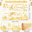 Ramadan Decorations for Home Ramadan Kareem Wall Stickers Islamic Muslim Wall Decals with Lantern Moon Star Designs Eid Mubarak Arabic Party Decor for Living Room Bedroom Window