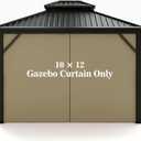 Gazebo Universal Replacement Privacy Curtain  Hugline 10' x 12' Gazebo Side Wall Outdoor Privacy Panel with Zipper (Khaki)