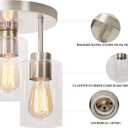 Semi Flush Mount Ceiling Light 3-Light Brushed Nickel Flush Mount Ceiling Light Fixtures with Clear Glass Shade, Modern Kitchen Ceiling Light for Bedroom Stairs Porch Hallway Entryway
