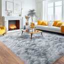 8x10 Area Rugs for Living Room, Large Ultra Fluffy Fuzzy Shag Rug for Bedroom, Modern Plush Soft High Pile Upgrade Non-Slip Carpet for Kids Girls and Boys Room Decor, Tie-Dyed White Grey