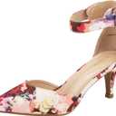 DREAM PAIRS Kitten Heel Low Heel for Women Closed Pointed Toe Pumps Wedding Party Sexy Dress Shoes Lowpointed (10, Floral)