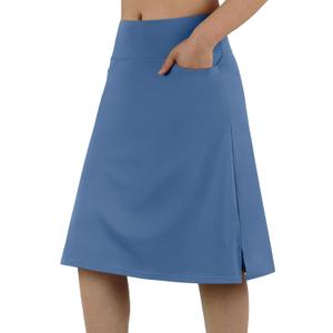 Anivivo Women's Skorts Knee Length, Modest Long Skort Athletic Sports Casual Skirt with High Waisted Pockets (Blue, XXXL)