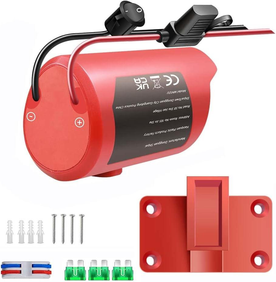 1 Pack Battery Adapter Compatible for Mil.Waukee 12V Power Wheel Adapter with Fuse and Switch,14 AWG Wire Power Convertor for DIY RC Trucks, RC Toys, Robotics, Work Lights Battery Not Included