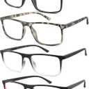 4-Pack Mens Reading Glasses Computer Reading Fashionable Frame Blue Light Blocking,Full Frame Readers Anti UV/eye fatigue(+1.25x Magnification Strength)